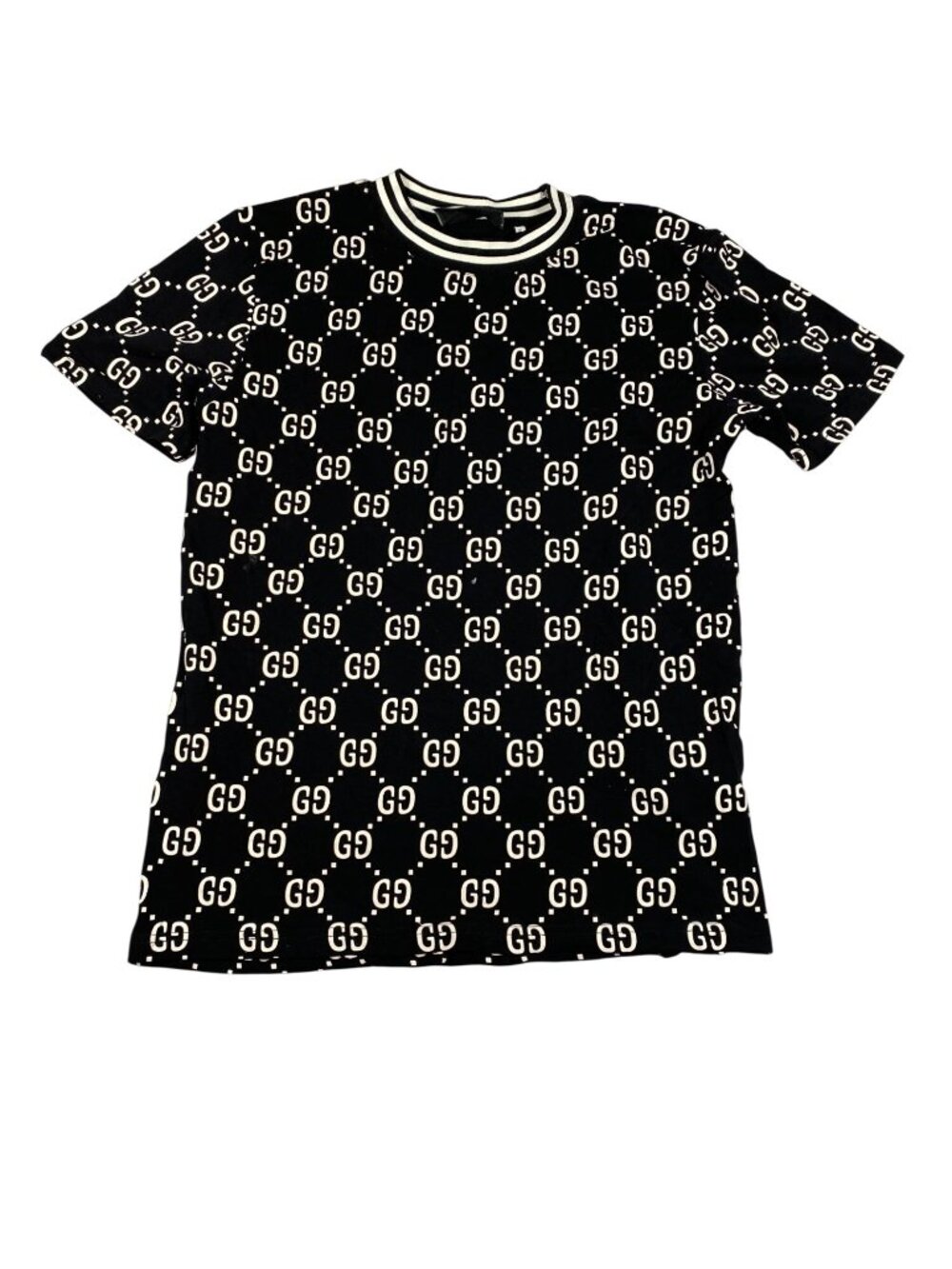 Gucci GG Logo Black & White Cotton T-Shirt XL Made In Italy Luxury Designer Tee